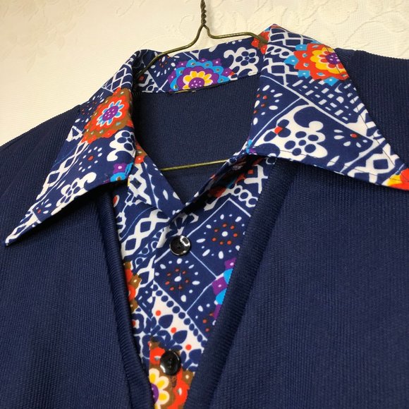 1960s Vintage Floral & Plaid Absract Vest Shirt - Picture 4 of 5